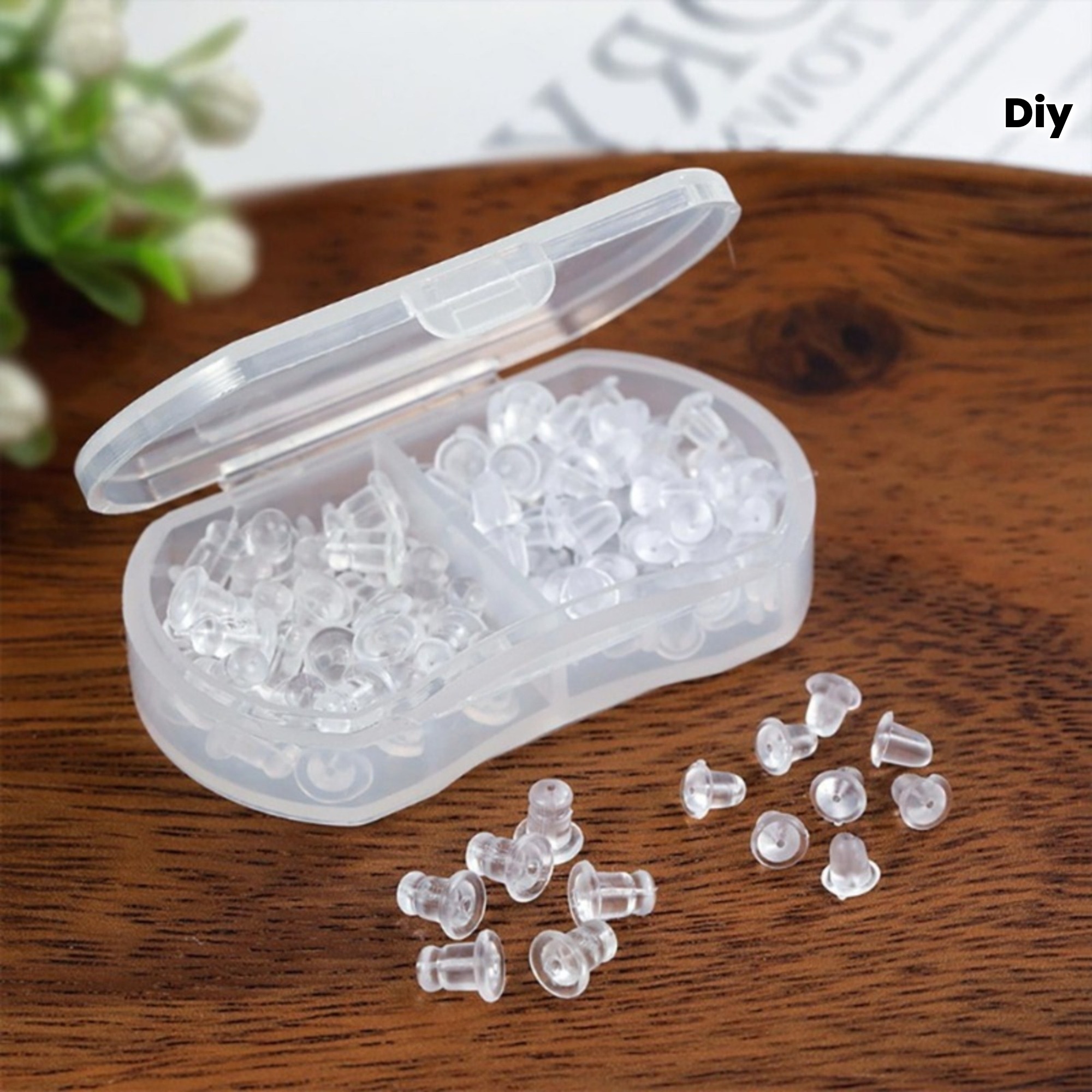 90pcs transparent soft silicone earring back plug diy - Temu