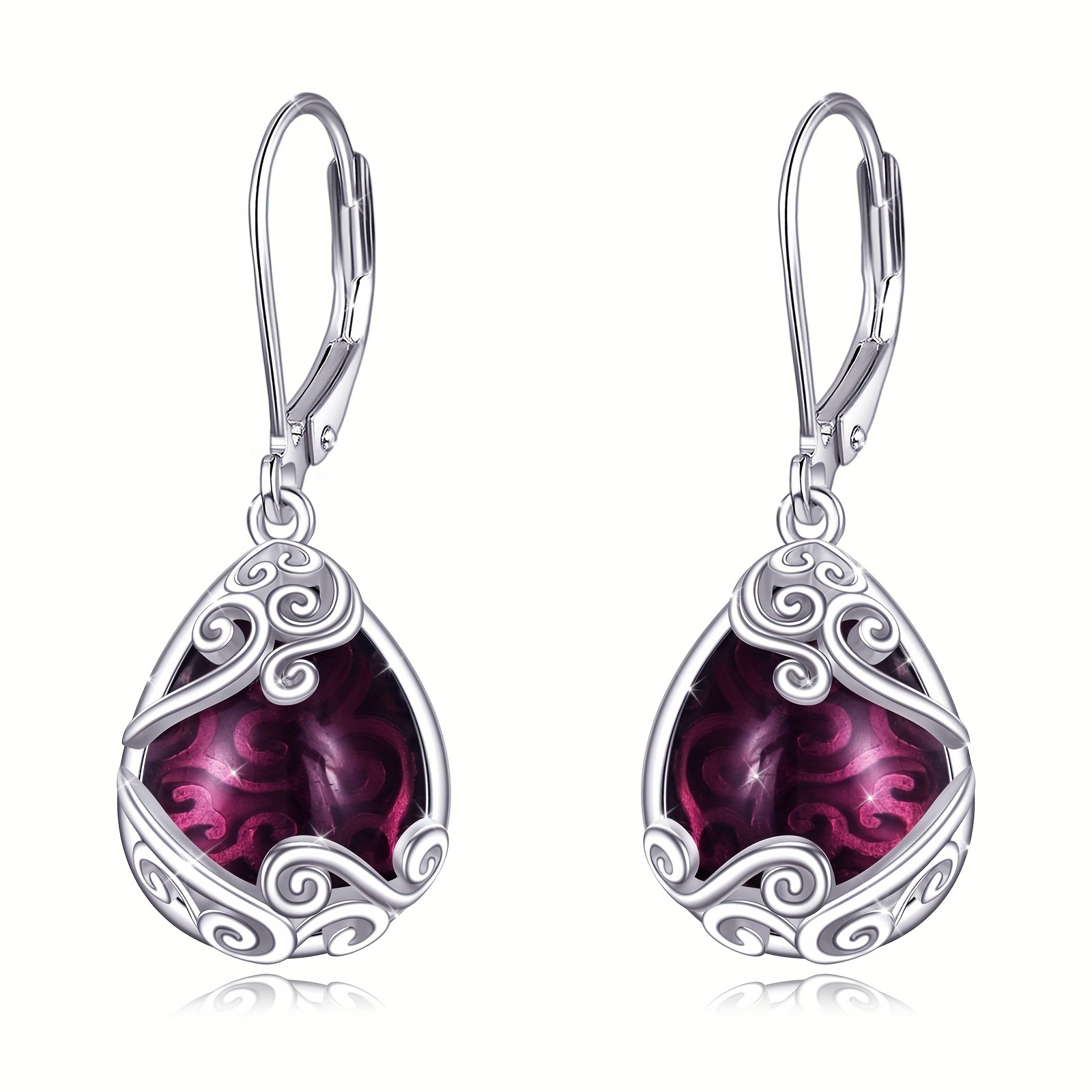 925 sterling silver amethyst drop earrings   teardrop dangle earrings jewelry gifts for women mother daughter Product details 1