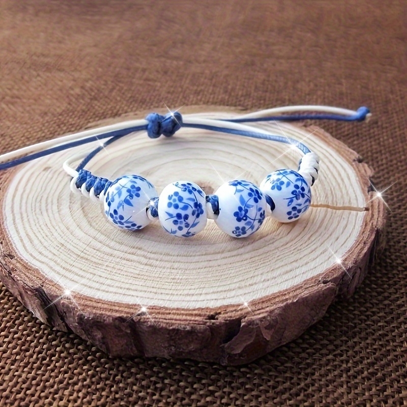 Porcelain Beaded Adjustable Bracelet, Everyday Wear