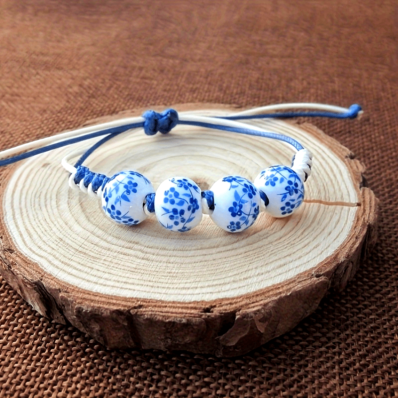 Porcelain Beaded Adjustable Bracelet, Everyday Wear