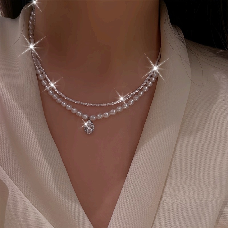 2pc 925 Freshwater Pearl Necklace with Detachable Chain