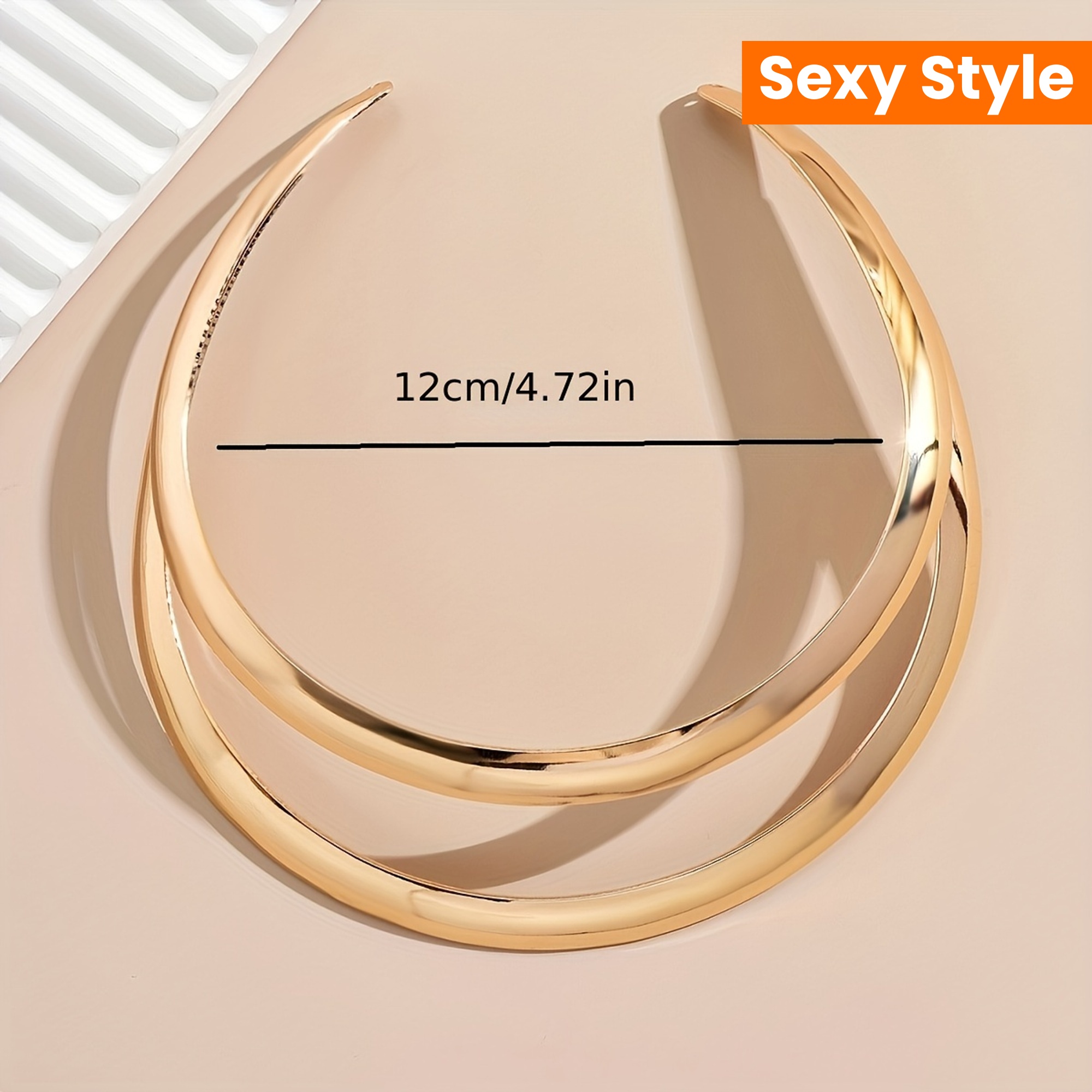 Dual Layer Open Cuff Choker Necklace, No Plating