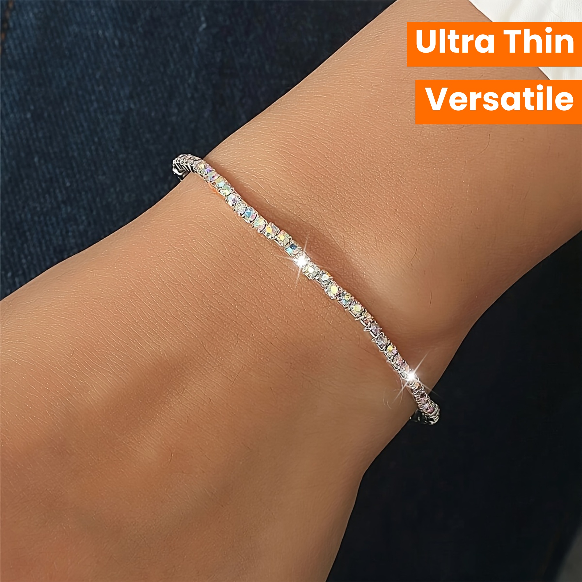 Ultra Thin Rhinestone Tennis Chain Women's Bracelet