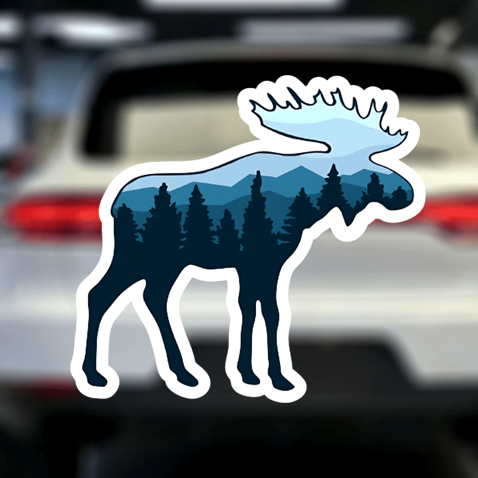 

Moose Scene Vinyl Decal Sticker – Self-adhesive, Single Use, Matte For Cars, Motorcycles, Laptops, Plastic | & Waterproof Vinyl Decal