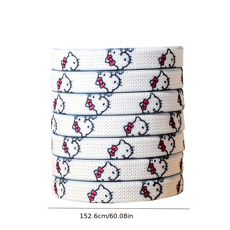 Image of 2pcs For Hello Kitty Graffiti Elastic Shoelaces For Sneakers - Stretchy, Lightweight, And Stylish Cartoon Printed Canvas And Athletic Shoes Laces, High-top And Low-top Sneakers, , Without Battery