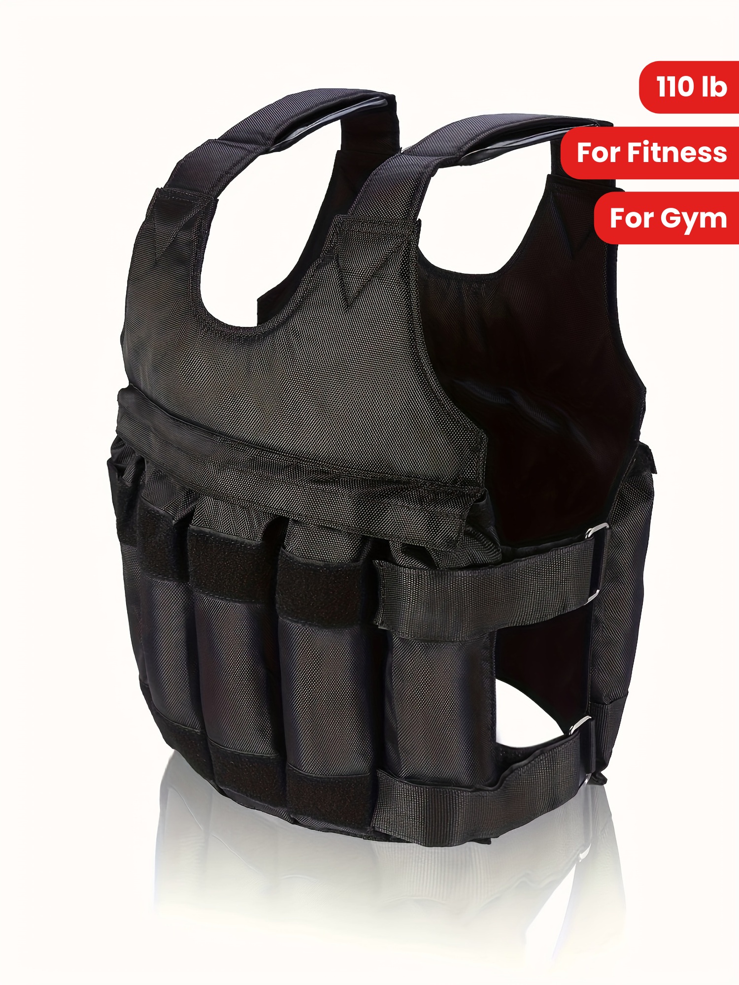 [Weighted Vest] Durable 110lb Adjustable Weighted Vest for Fitness & Strength Training | Sleeveless with Secure Buckle Straps, Non-Transparent, Round Neck - Ideal for Exercise & Muscle Building, Gym Accessories, Oxford Fabric