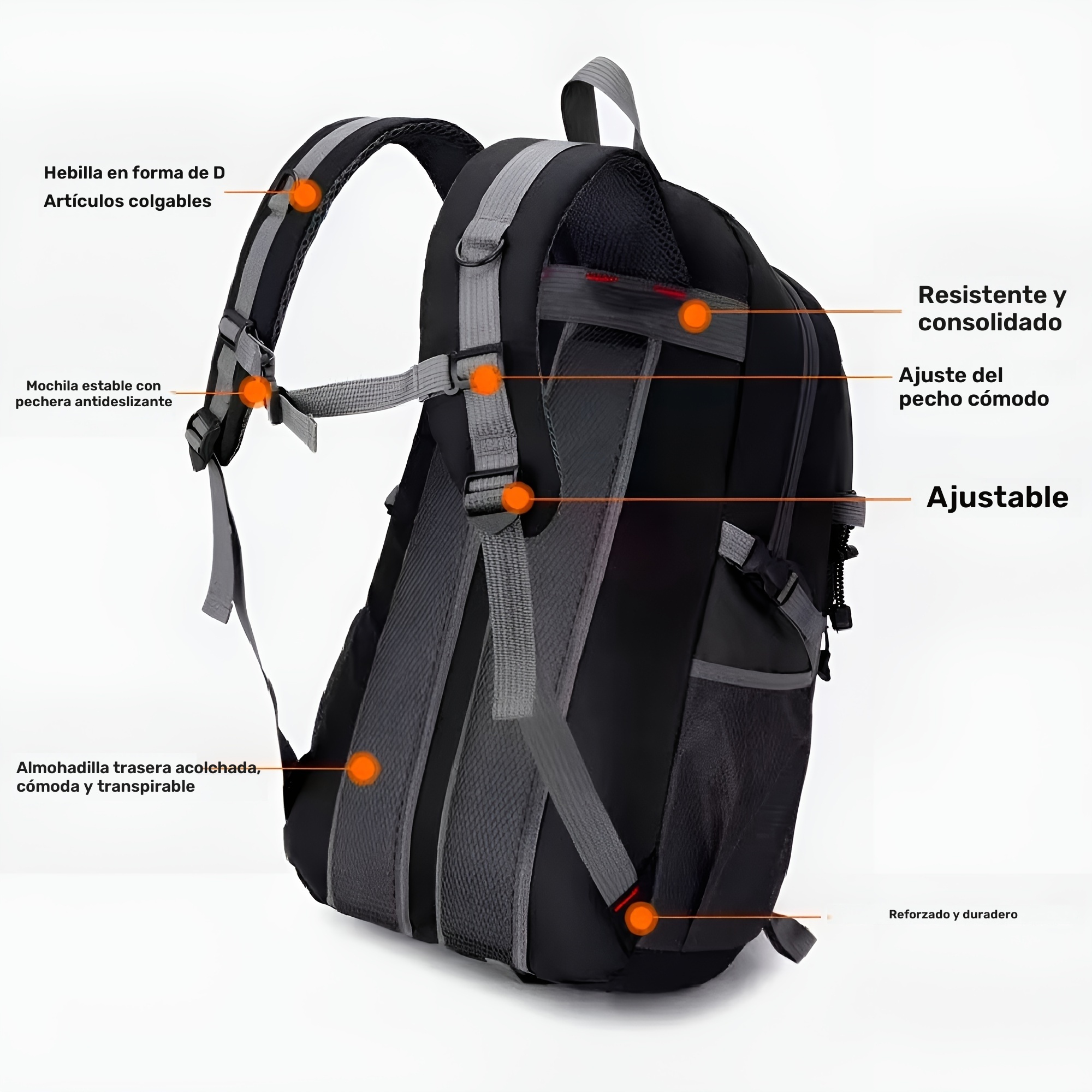 Mochila multifuncional de gran capacidad para exteriores, bolsa de montaña resistente y ligera, mochila para senderismo, bolsa deportiva para entrenamiento, bolsa de viaje elegante, bolsa ligera para ciclismo - Imagen 4