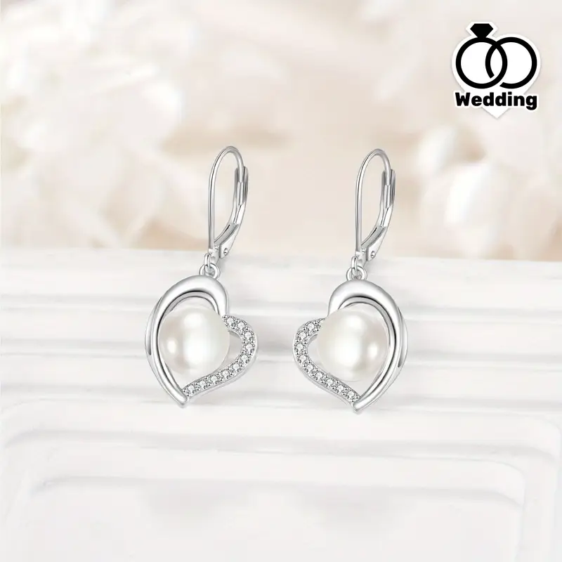 pearl dangle earrings for women 925 sterling silver   pearl drop earrings white   pearl earrings dangling wedding jewelry birthday for women her Product details 1