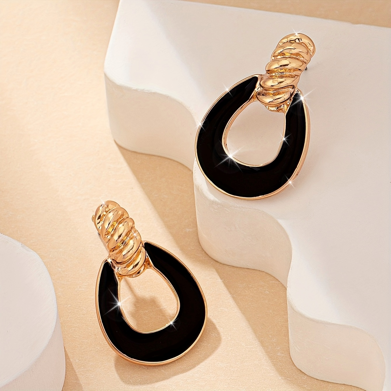Enamel 18K Golden Plated Drop Earrings for Women