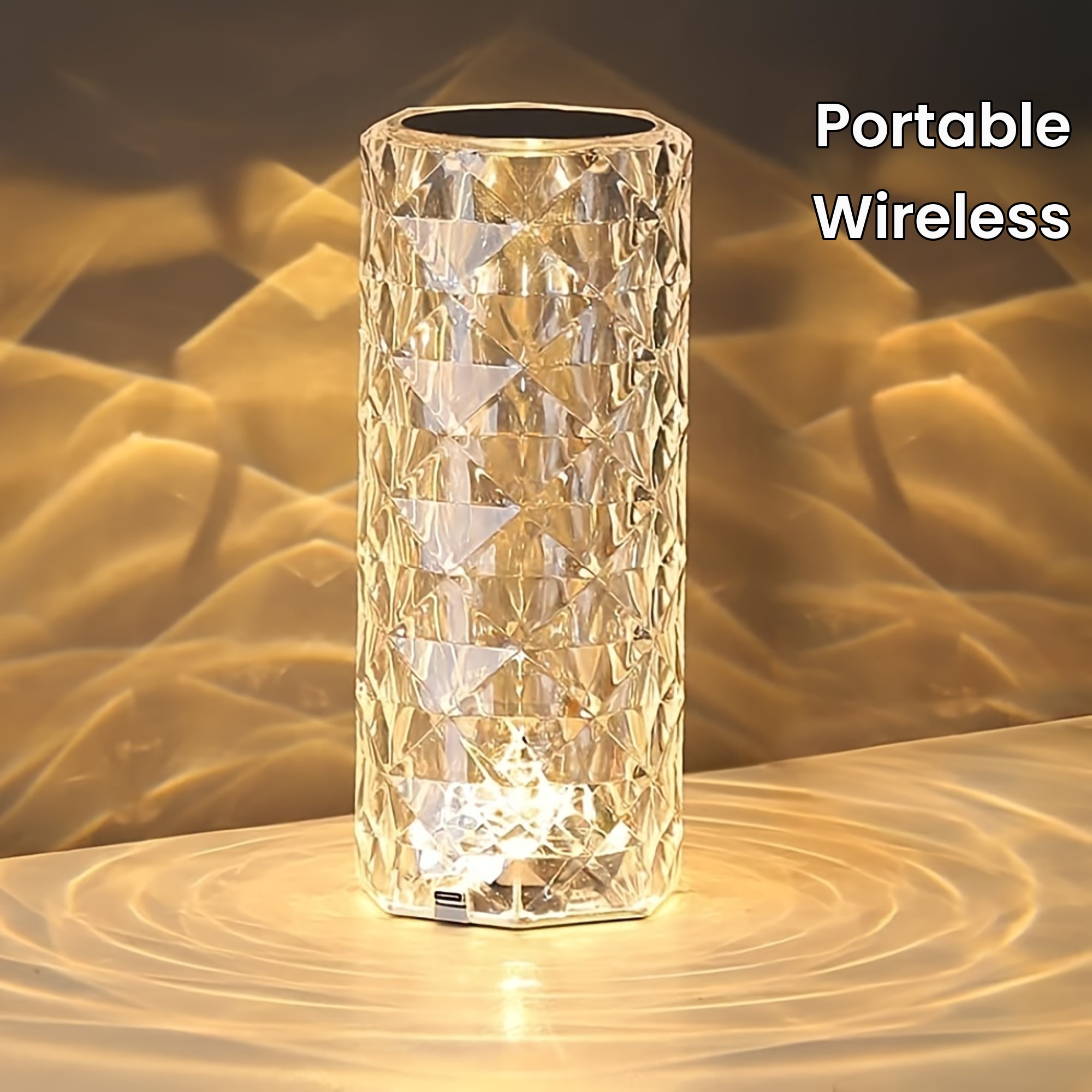 portable crystal table lamp 3 color touch control rechargeable lamp 3 levels brightness room decor desk lamp crystal rose bedside lamp wireless night light bedroom dining room lamp details 1