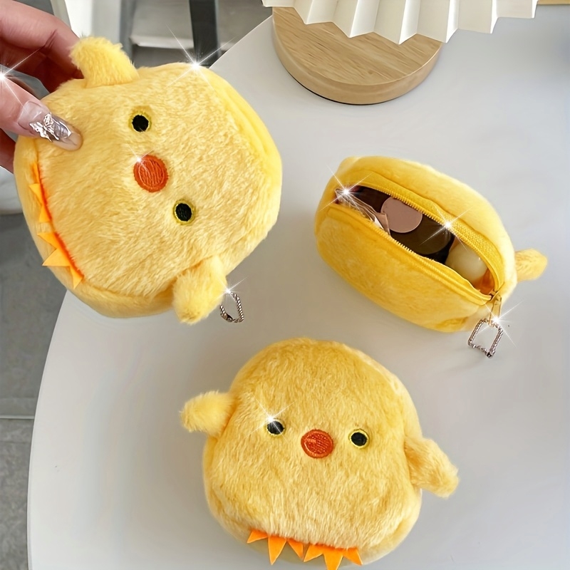 Image of 1 Cute Chick Coin Purse With Keychain | Mini Plush Chicken Wallet With Zipper, Compact Daily Wallet For Women And Teens - Perfect For Birthdays, Valentine's Day, Graduations - Holds Keys, Cash, Cards