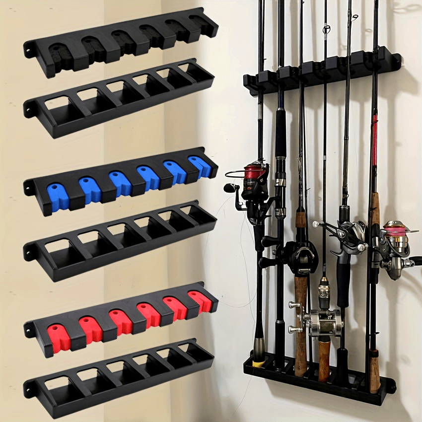   black abs fishing rod holder wall mounted high density   storage rack for garage and sports equipment storage