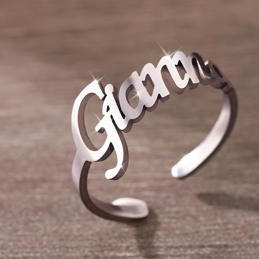 Personalized Stainless Steel Customized Letter Ring Adjustable DIY Jewelry