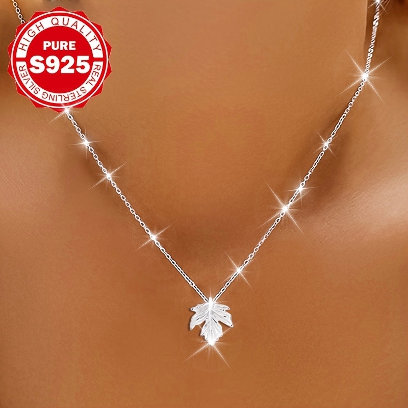 Maple Leaf Necklace, S935 Sterling Silver Design