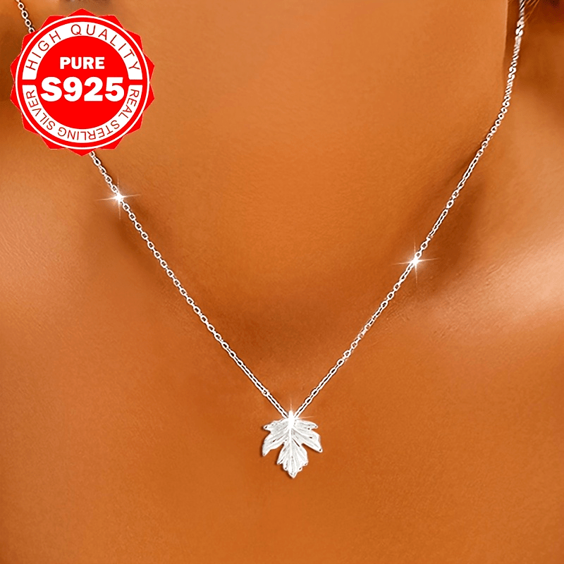 Maple Leaf Necklace, S935 Sterling Silver Design
