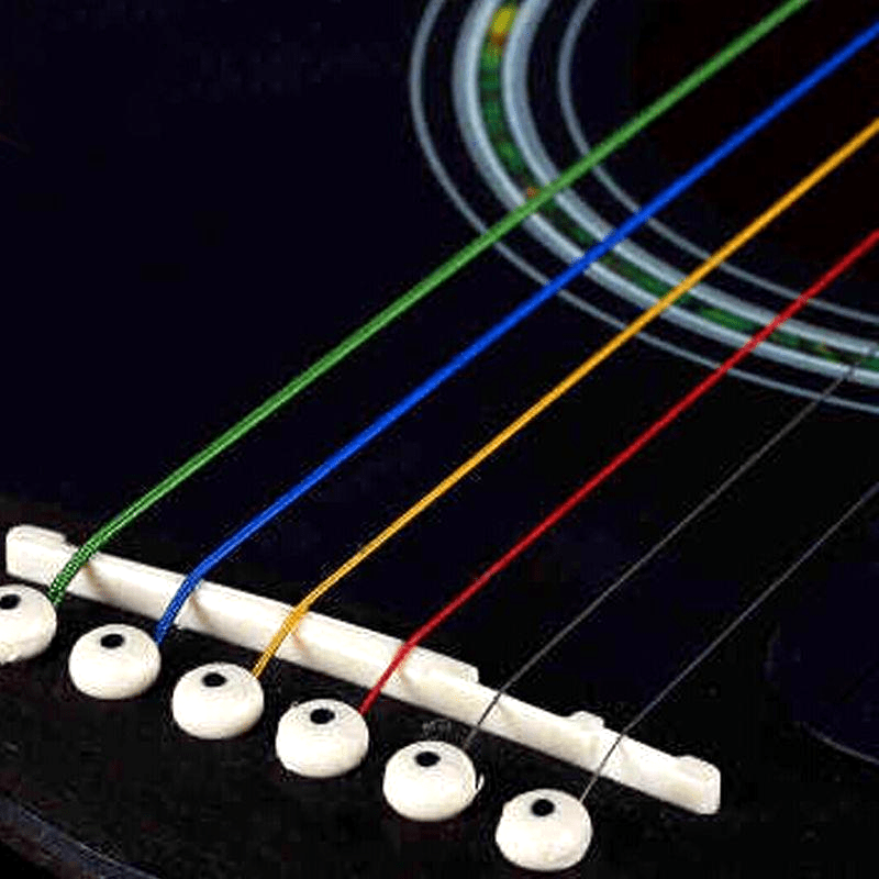 

6pcs Vibrant Rainbow Steel Guitar Strings - Acoustic & Classic Guitars, Ideal Gift For Birthdays & Easter