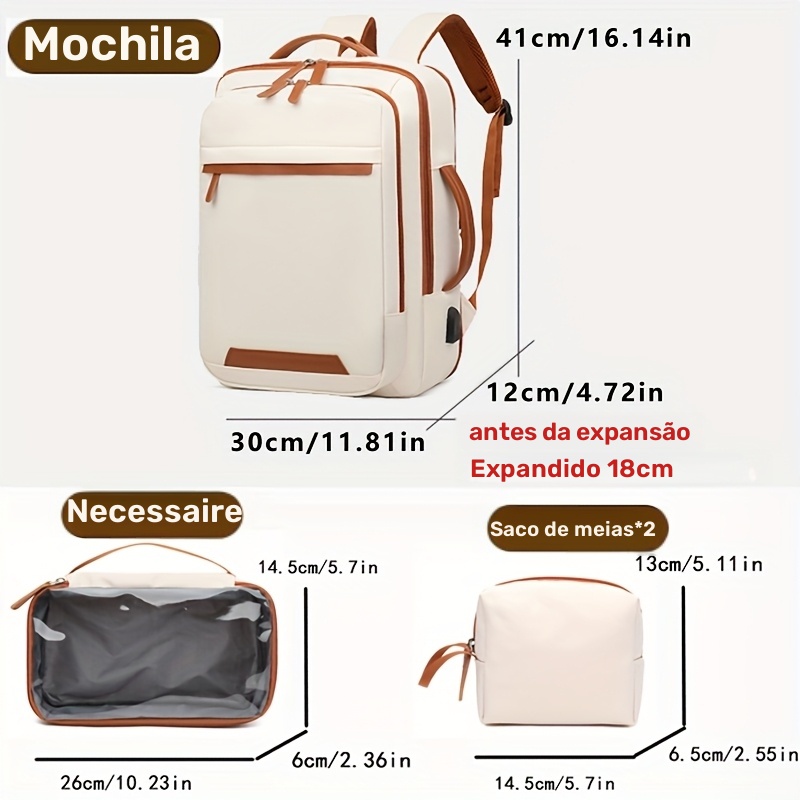 Mochila para Laptop Expansível Grande Capacidade Até 17 Polegadas