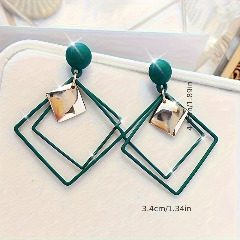 Geometric Rhombus Shaped Square Earrings for Women