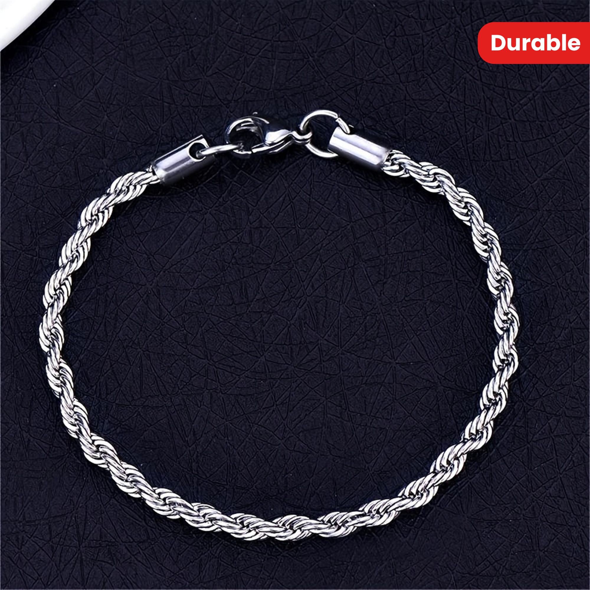 LMNZB Stainless Steel Twisted Rope Chain Bracelet, Unisex