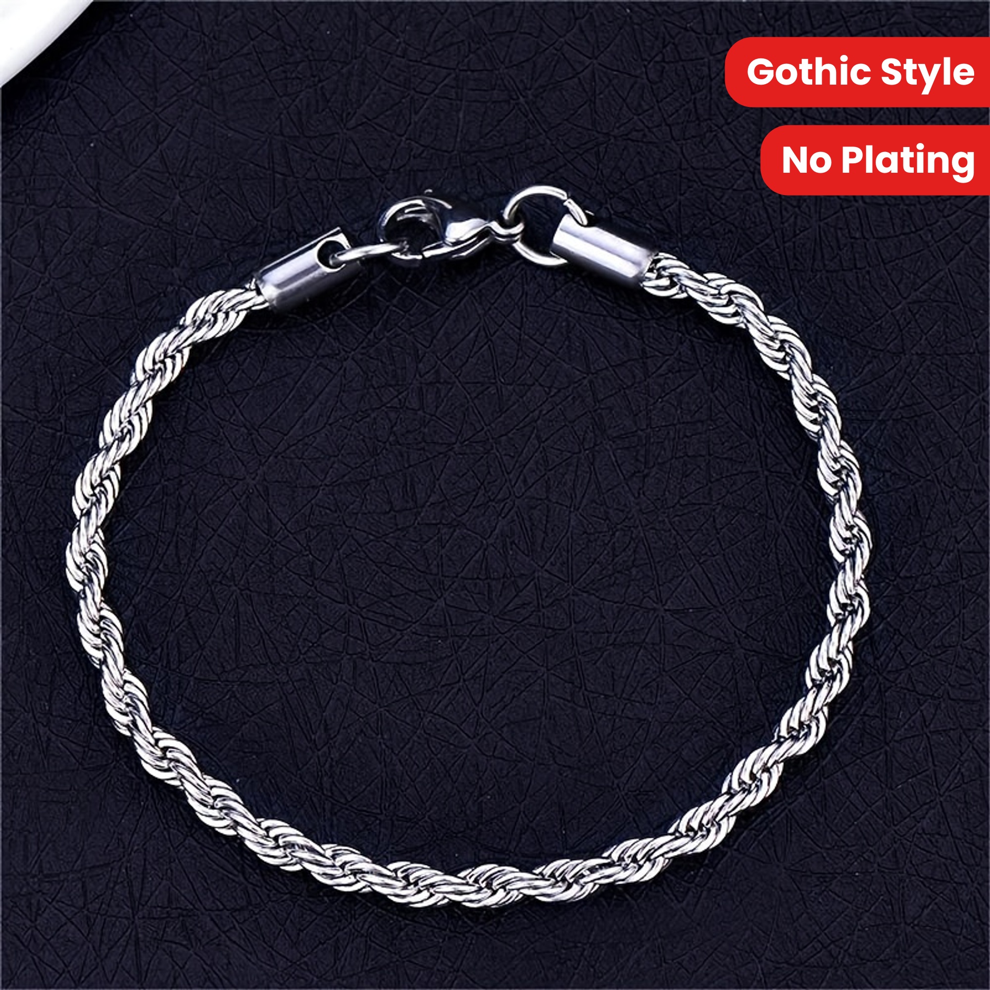 LMNZB Stainless Steel Twisted Rope Chain Bracelet, Unisex