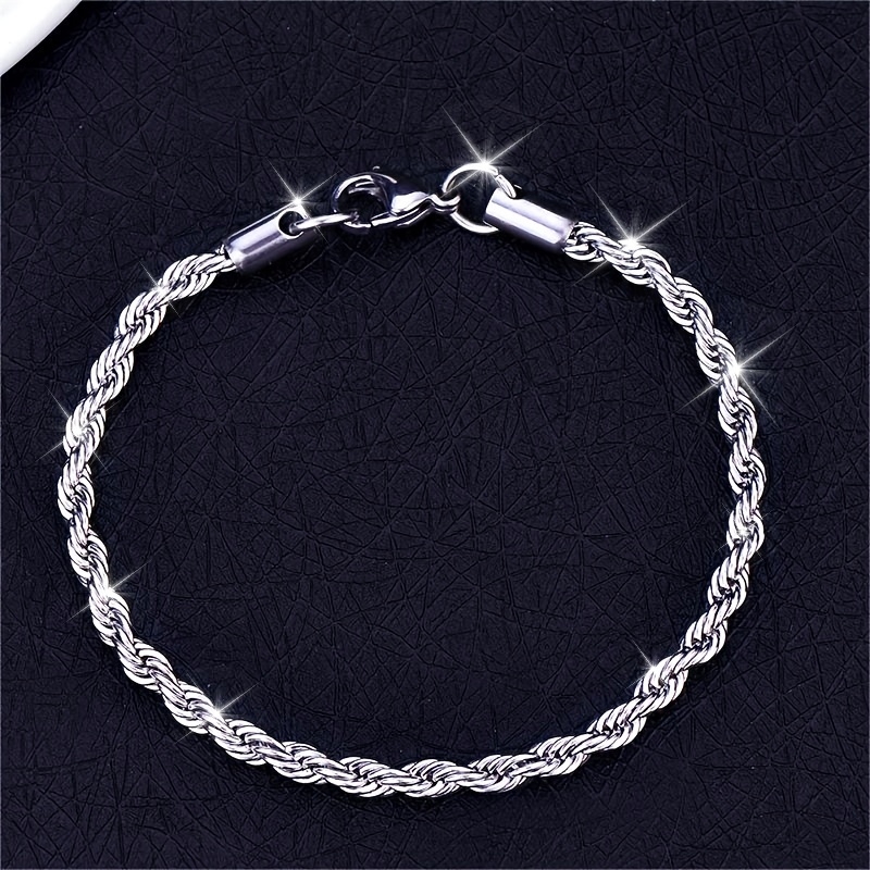 LMNZB Stainless Steel Twisted Rope Chain Bracelet, Unisex