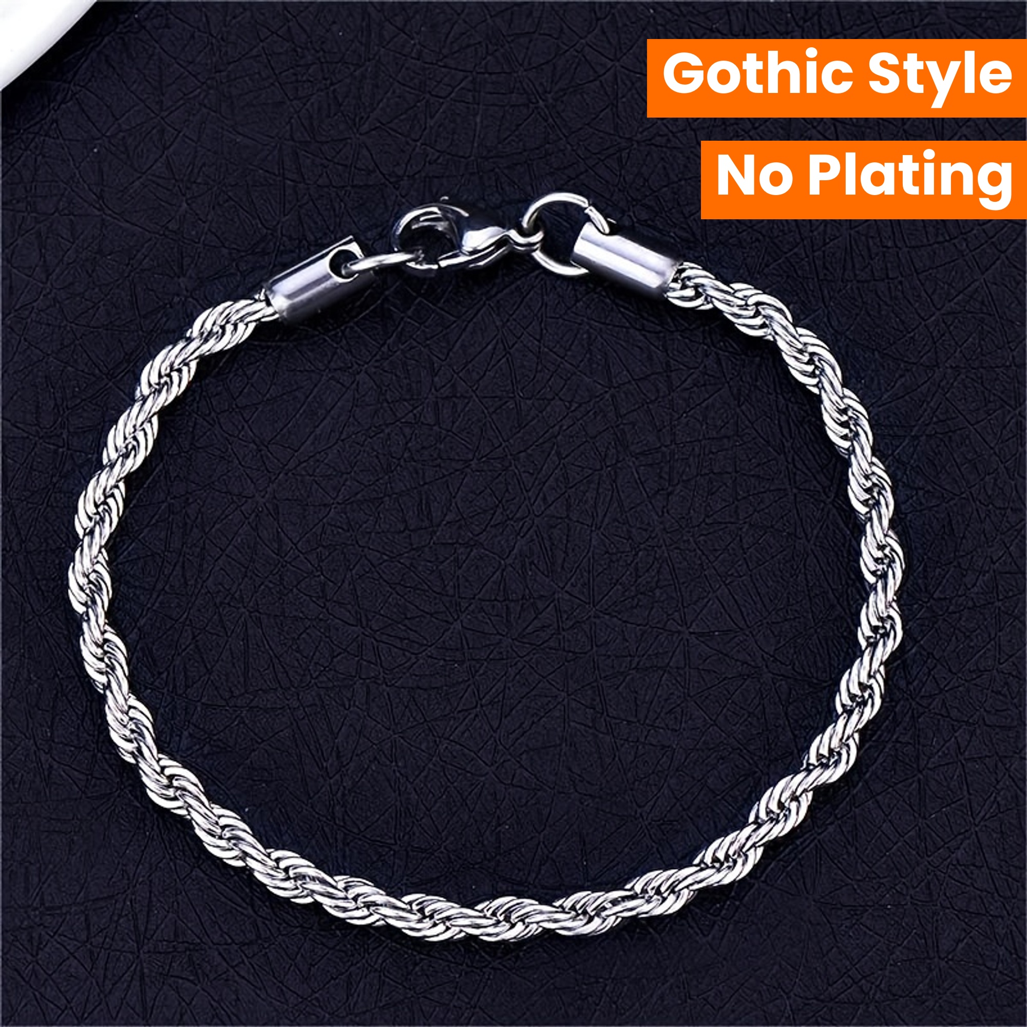LMNZB Stainless Steel Twisted Rope Chain Bracelet, Unisex