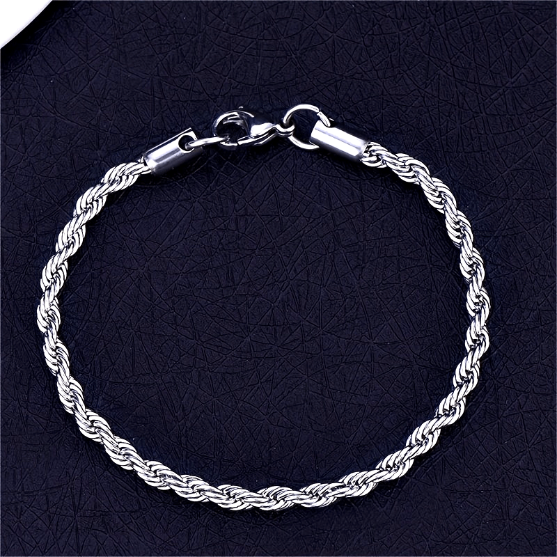 LMNZB Stainless Steel Twisted Rope Chain Bracelet, Unisex