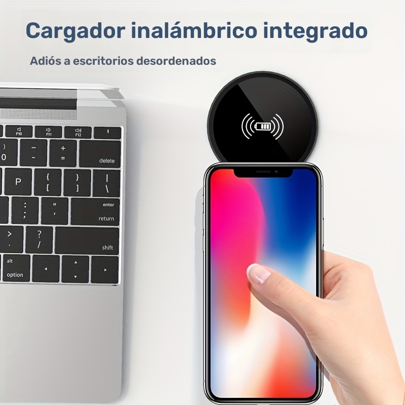 Cargador inalámbrico empotrado para escritorio, orificio universal de 60 mm, estándar QI, ideal para muebles inteligentes, oficina, KTV, mesita de noche o escritorio, compatible con todos los dispositivos con función de carga inalámbrica - Imagen 6