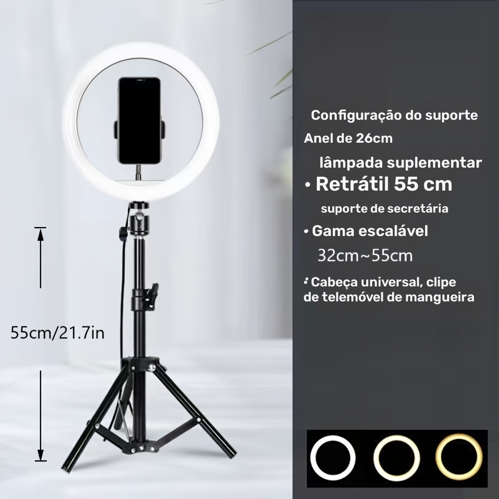 Luz de Anel de 10 Polegadas com Tripé de 0,6 Metro 3
