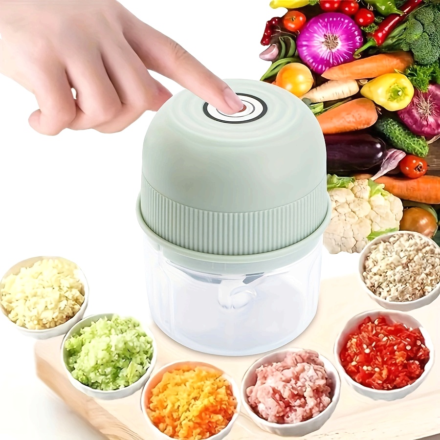 250ml electric mini garlic chopper usb rechargeable meat grinder stainless steel blade round abs cup safety switch 3600 rpm for ginger vegetables and meat grinding Product details 1