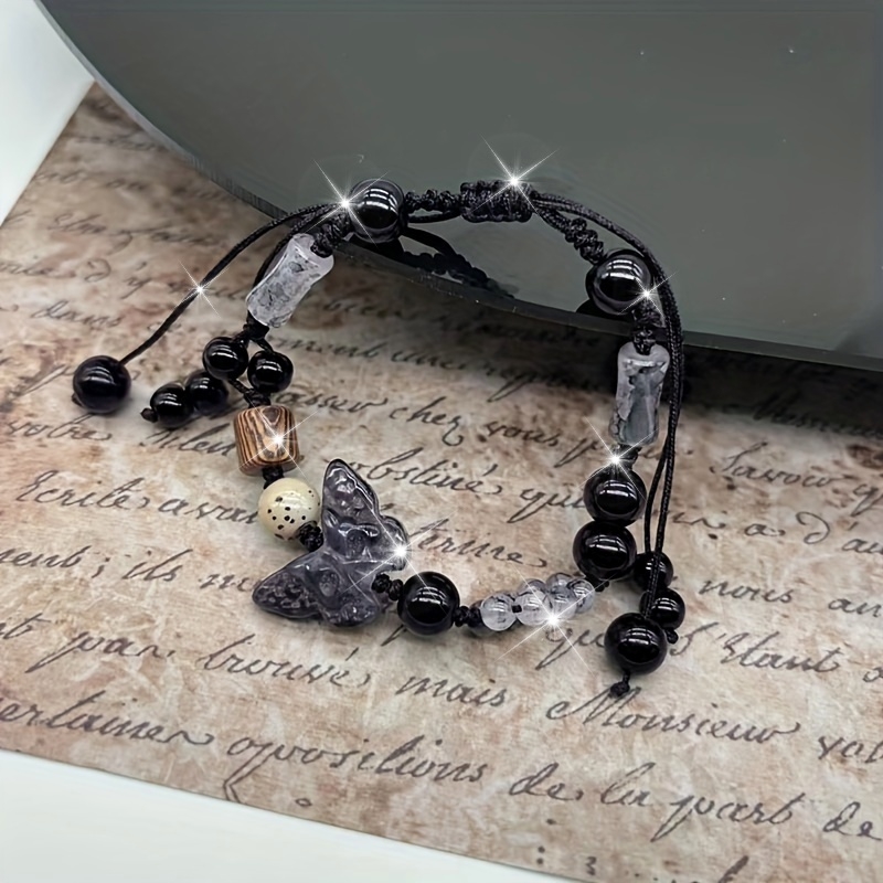 Boho Butterfly Charm Bracelet Handcrafted Beaded Rope