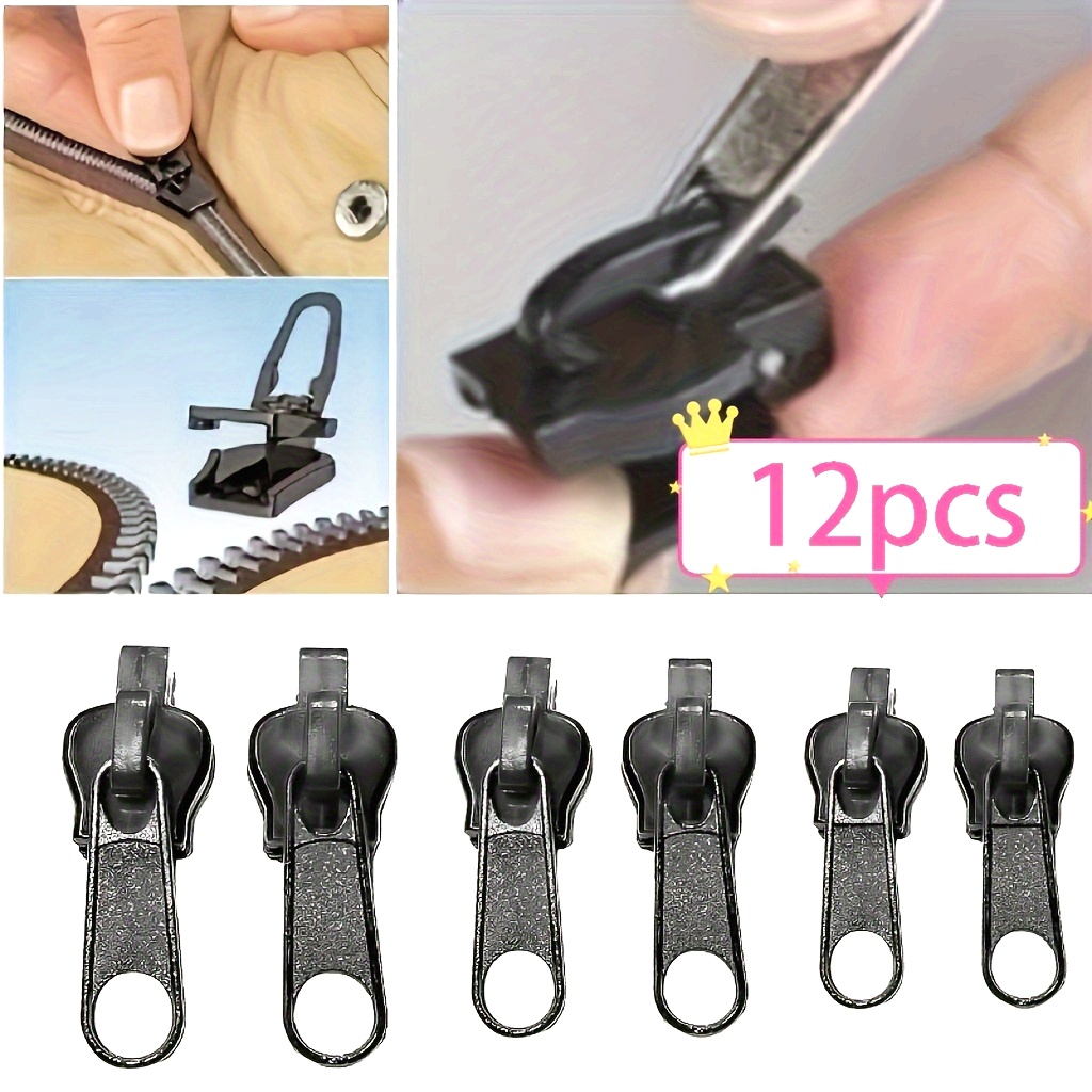 12pcs zipper repair kit   fit for luggage clothing portable   buckles black