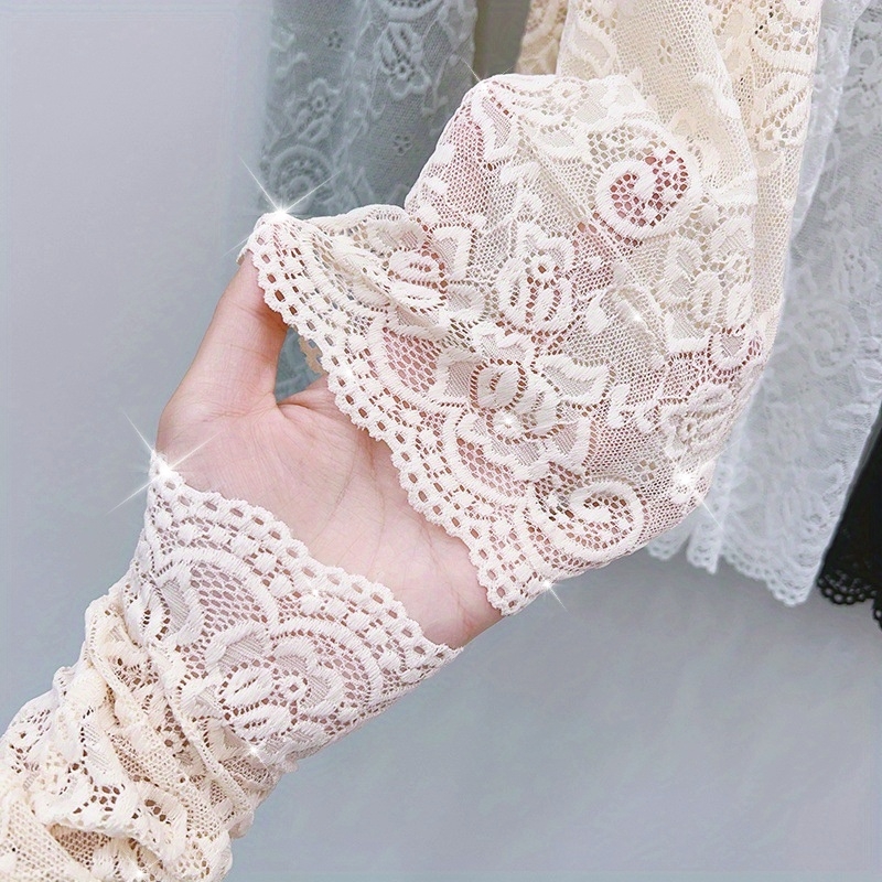 6pcs women 6pcs 6   sleeves random mixed color lace arm sleeves elastic breathable mesh cover sleeves suitable for tattoo cover summer outdoor wear hand washable sleeve protectors