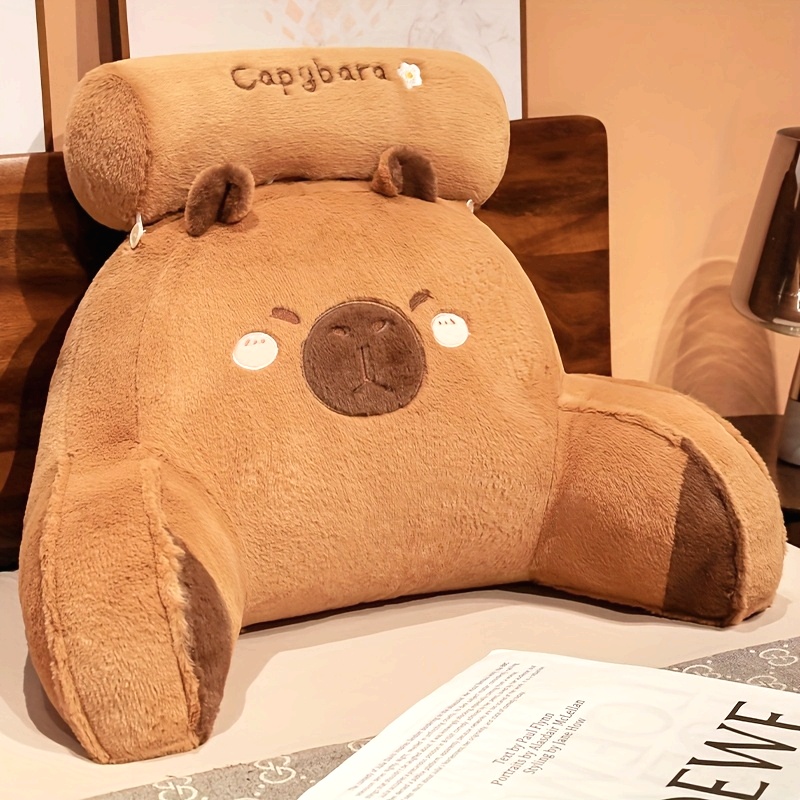 1pc Anime Capybara Plush Pillow - Cute Cartoon Design, Soft Polyester, Zipper Closure, Hand Wash Only, Multi-Use for Bed, Sofa & Travel, Brown Home Decor, Bed Accent Piece, Whimsical Design
