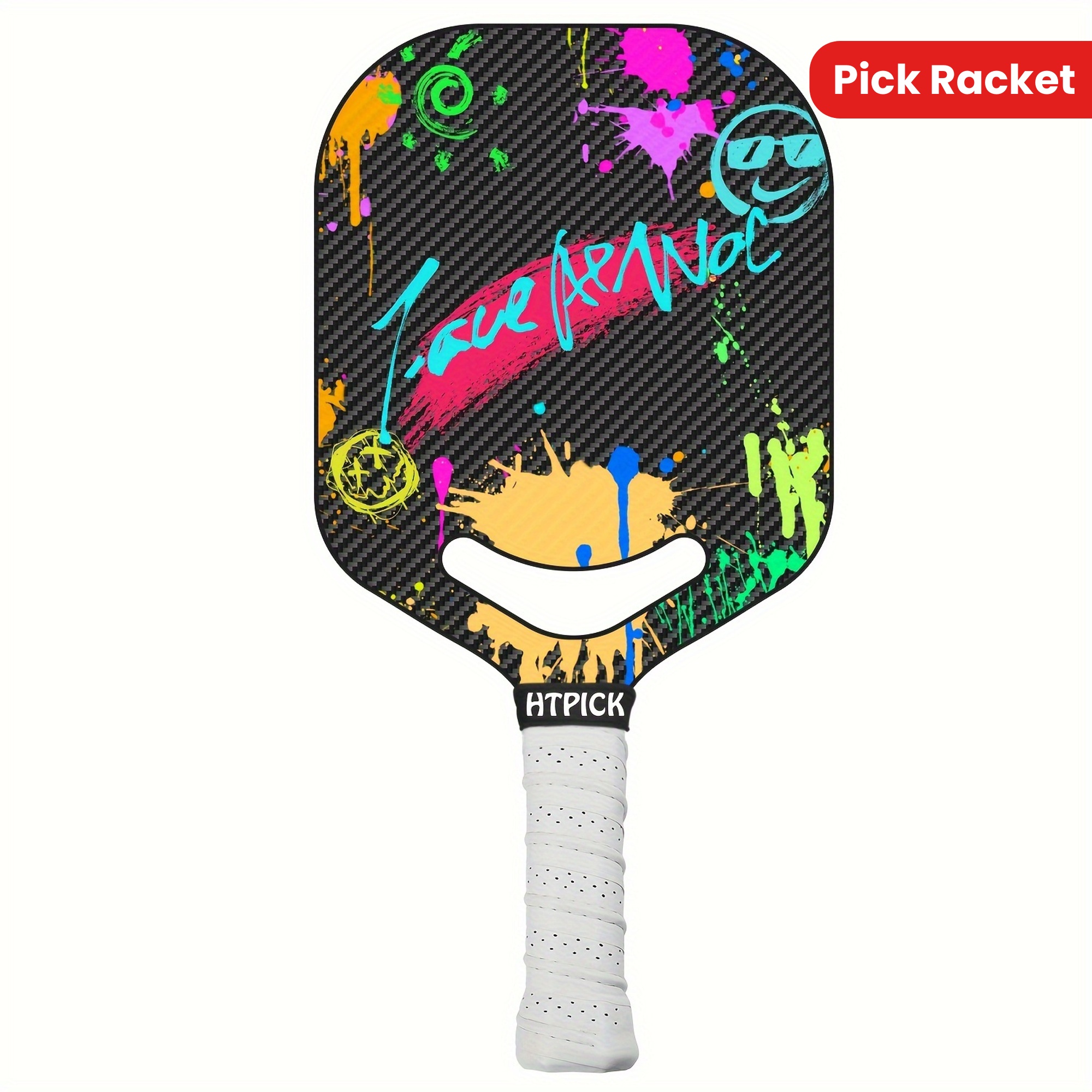 3K Textured Carbon Sand Surface With Air Throat Carbon Fiber Pick Racket, Heat Molded Pick Racket, Add Power And Control, 14 Mm Polypropylene Honeycomb Core
