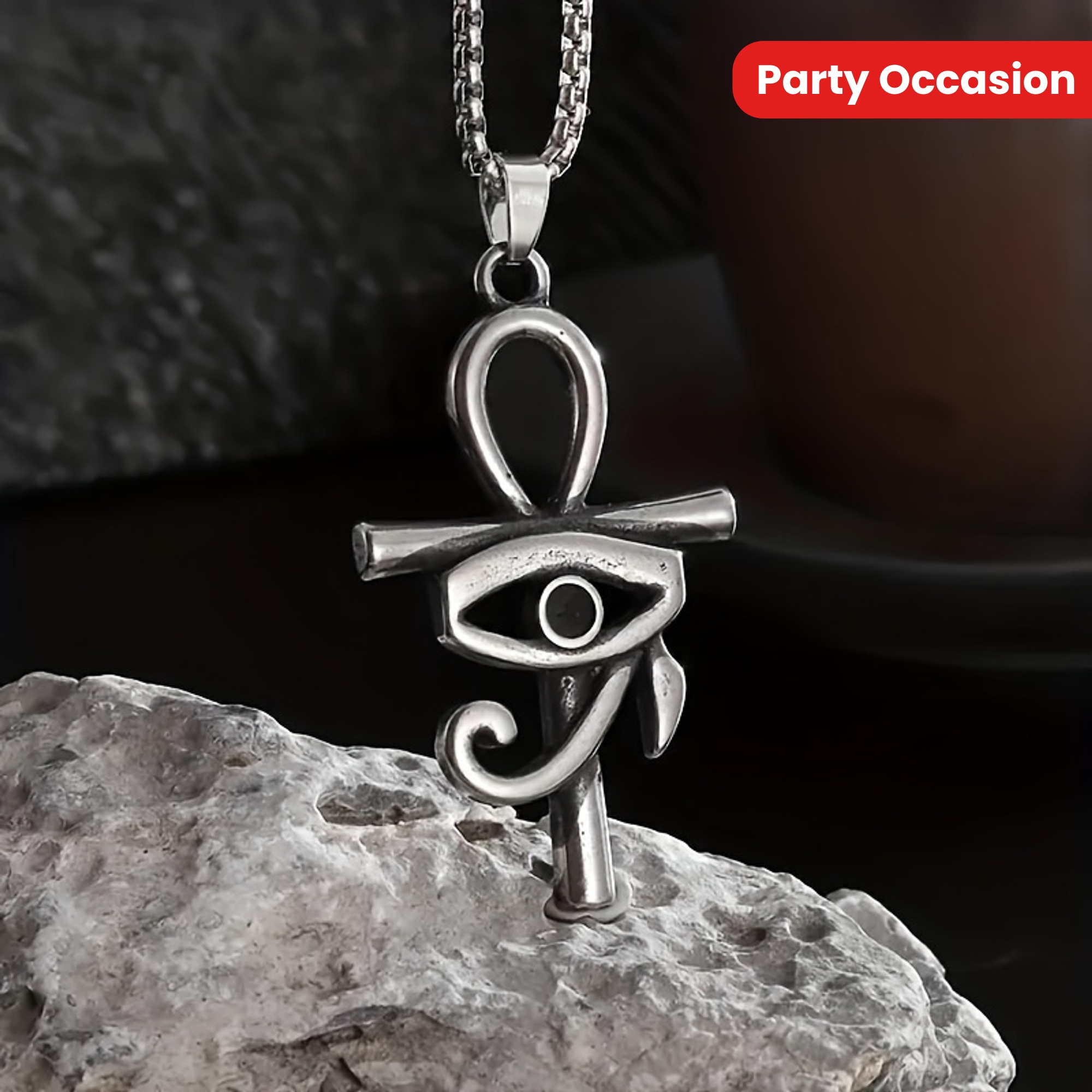 Retro Ethnic Style Eye of Horus Ankha Cross Pendant Necklace