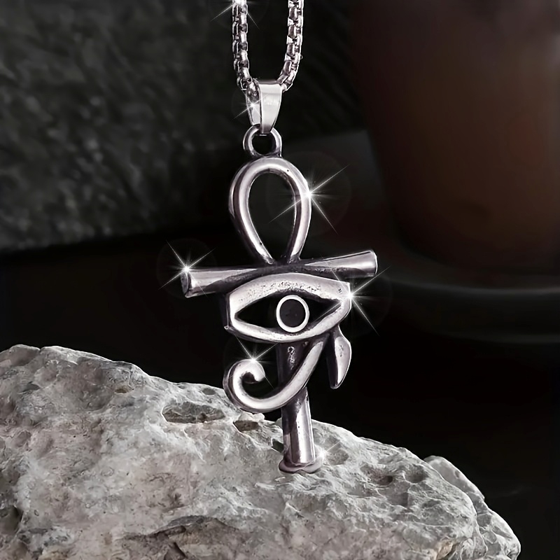 Retro Ethnic Style Eye of Horus Ankha Cross Pendant Necklace