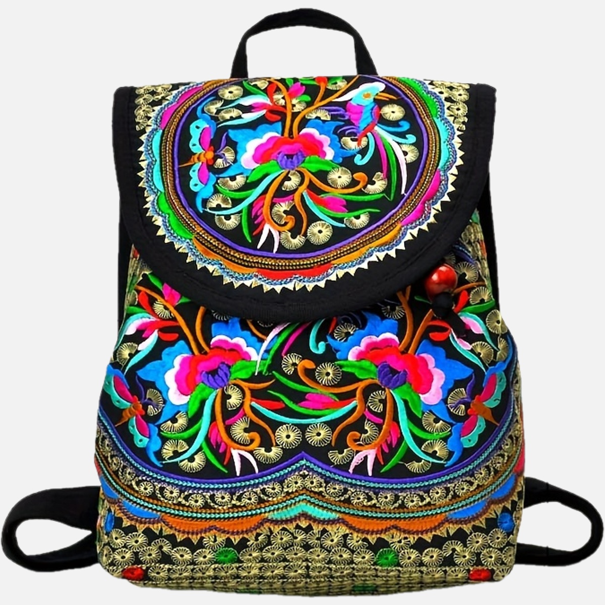   vintage embroidered womens backpack ethnic style travel   bag tote shoulder bag Product details 1