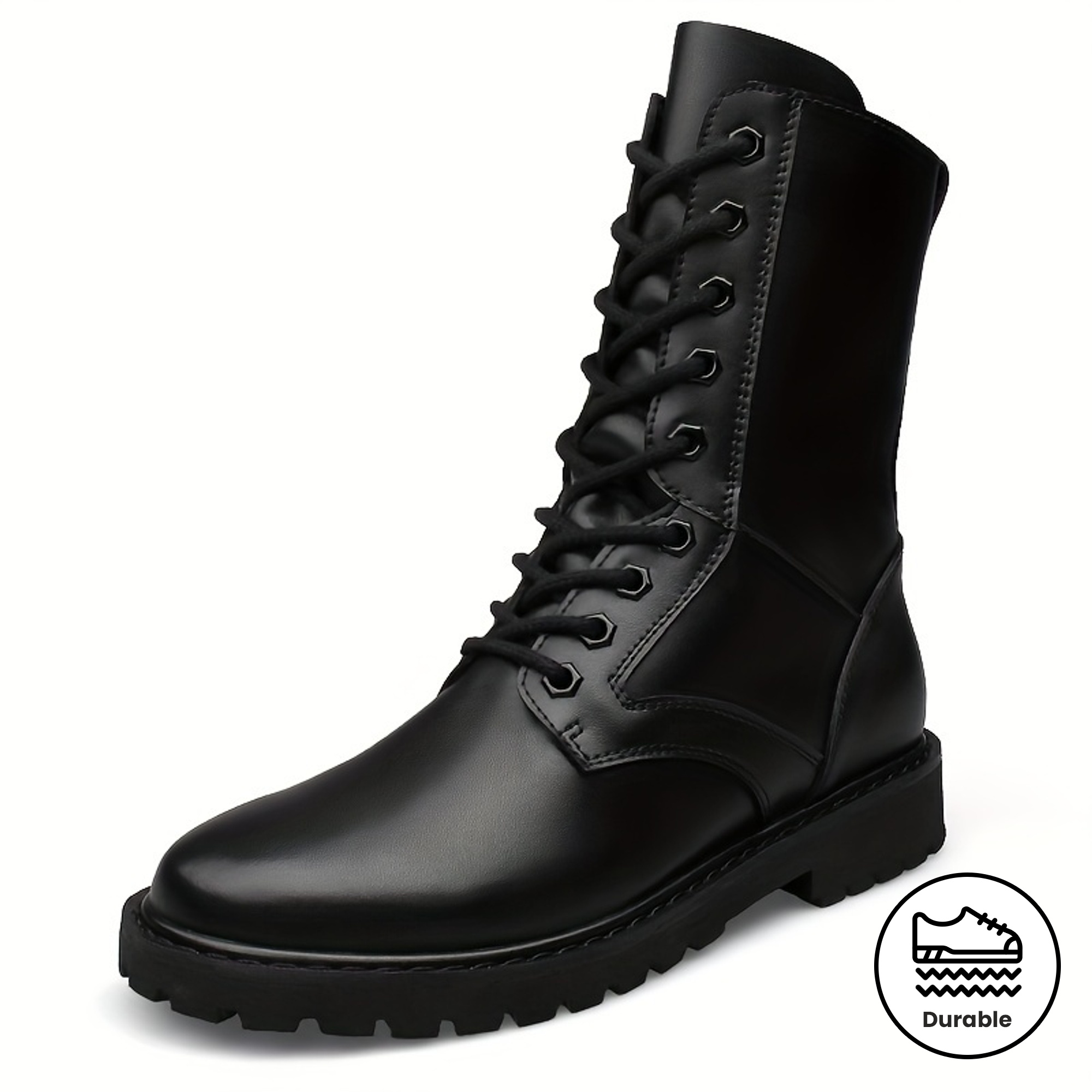 *'s Vintage Casual *-Calf Boots - * Zipper Closure, Rubber Sole & PU Lined, Genuine Leather Upper for Vacation & Casual Attire - Black, Sleek Boot Design