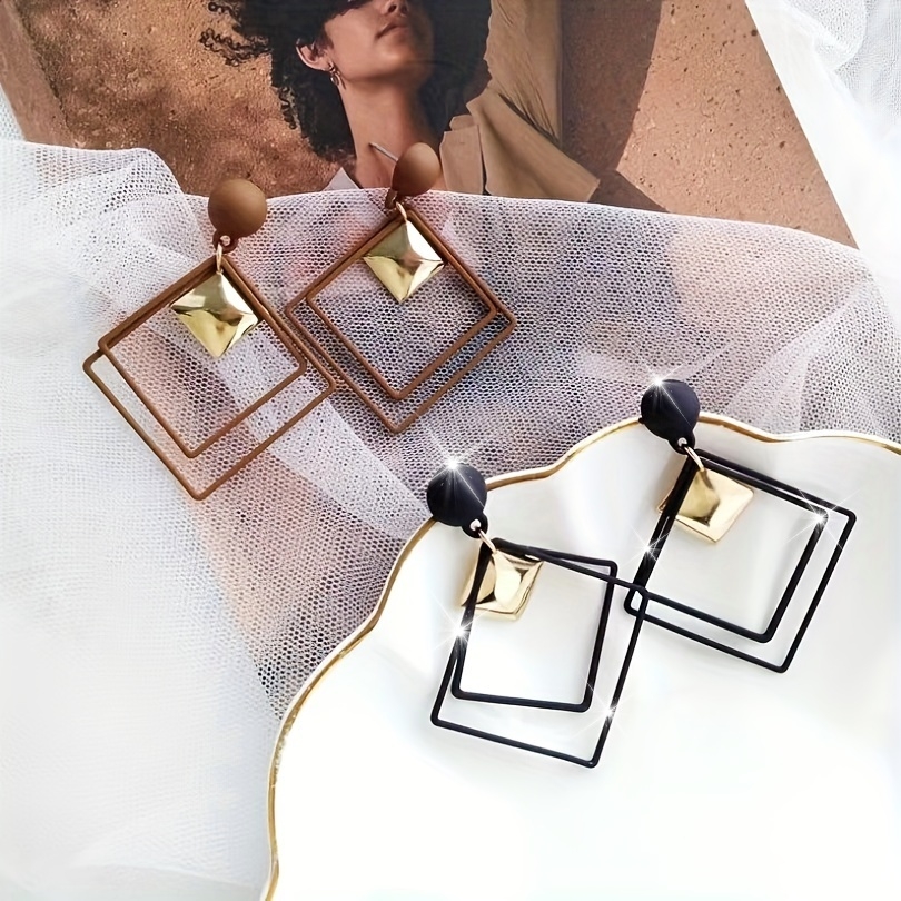 Geometric Rhombus Shaped Square Earrings for Women