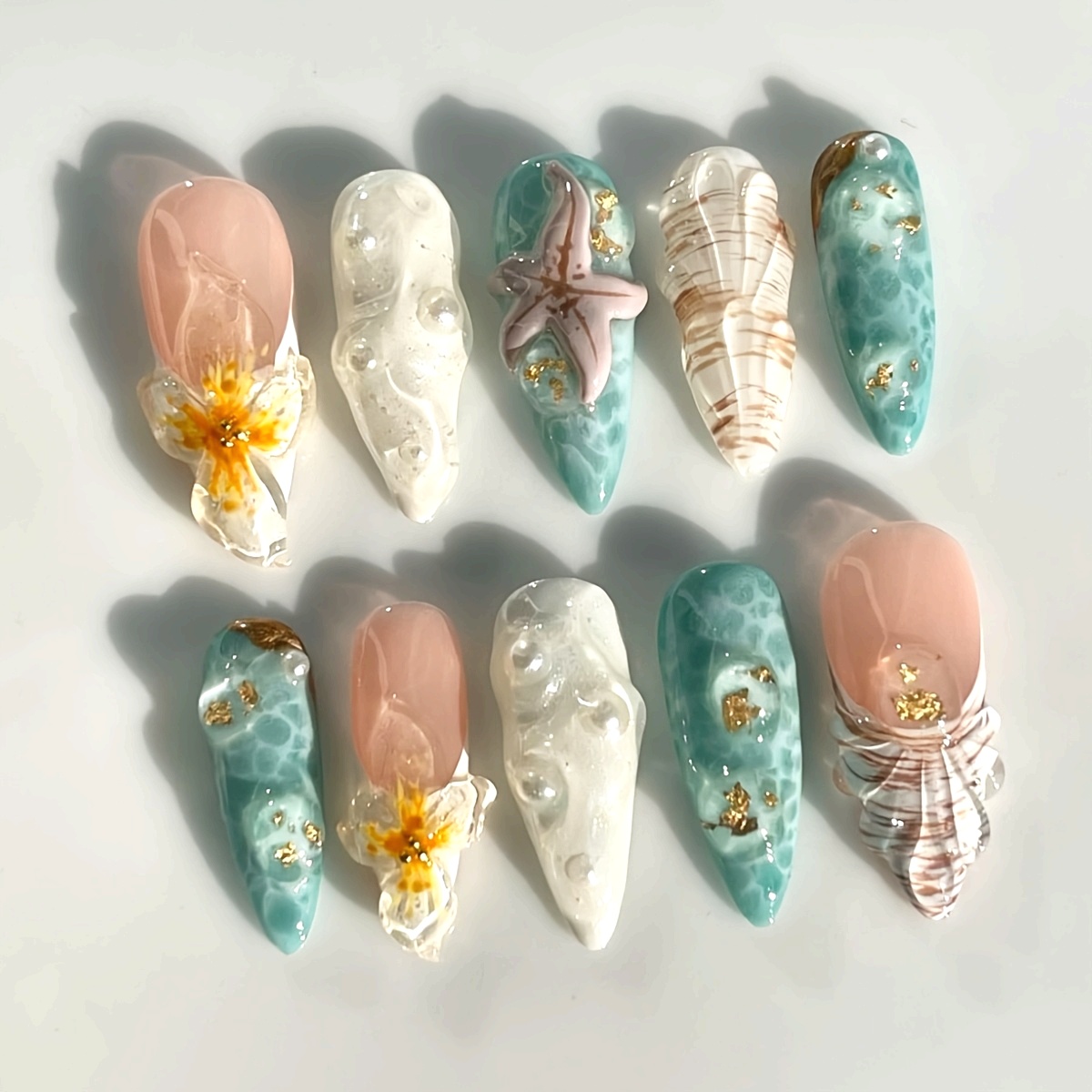 a box 10 traditional handmade nail art pieces in a cool - Temu