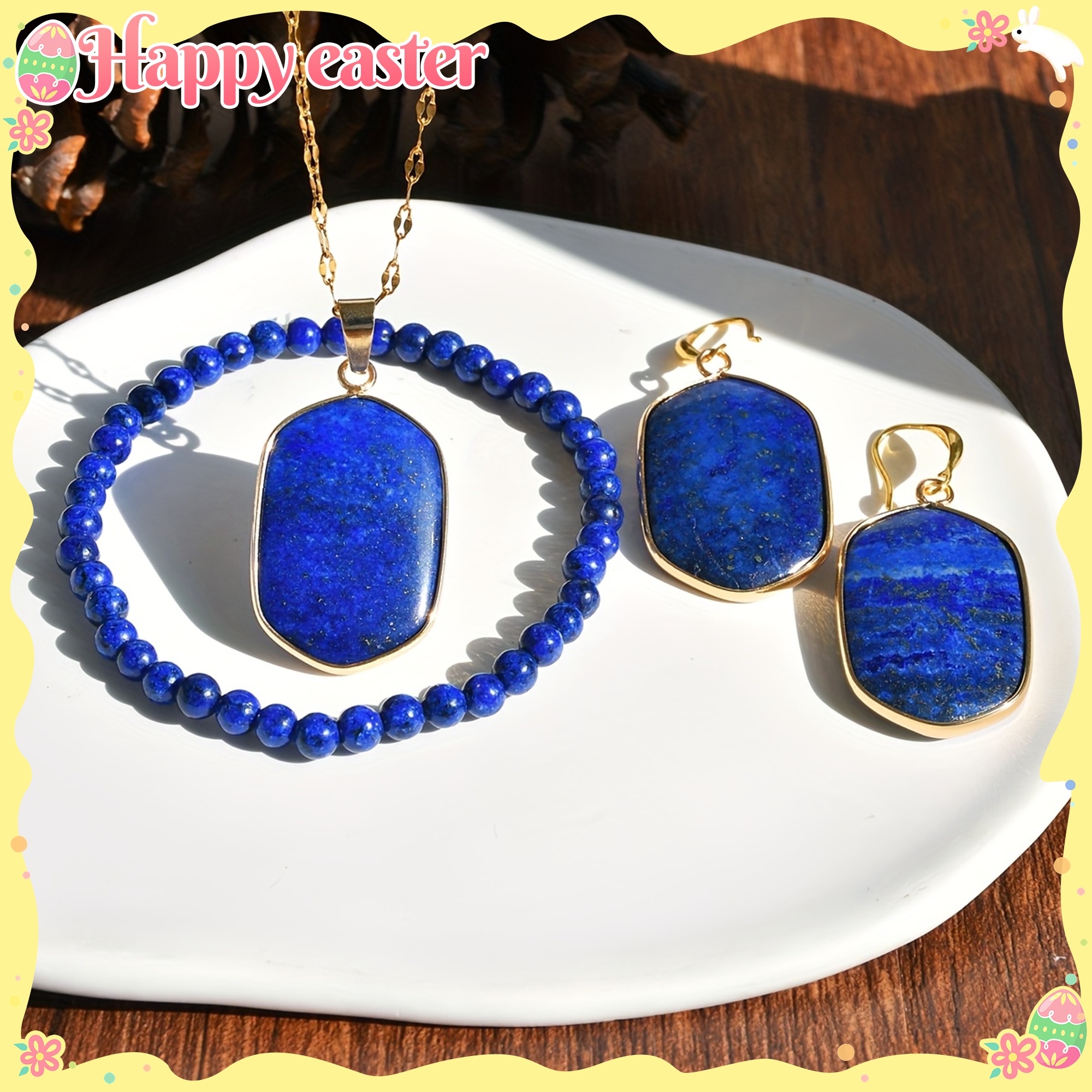 Boho Style 4pcs Lapis Lazuli Jewelry Set for Parties & Gifts