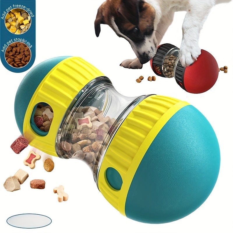 Slow Feeder Dog Toy - Spinning Rolling Food Dispenser with Treat Dispensing Hole, Anti-Choke Non-Toxic ABS Pet Bowl, Slow Eating Puzzle feeder for Puppies & Adult Dogs - Mental Stimulation & Healthy Eating, Dog Feeder, Petsafe Construction, Puppy Training Tool