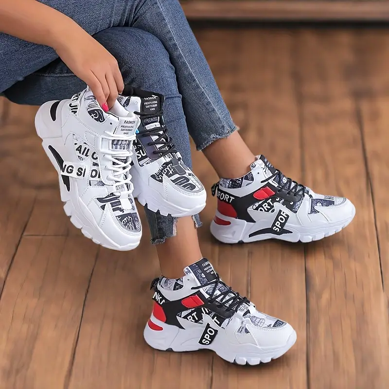 womens fashion blocking sports shoes comfortable non slip running shoes casual medium top outdoor shoes details 1