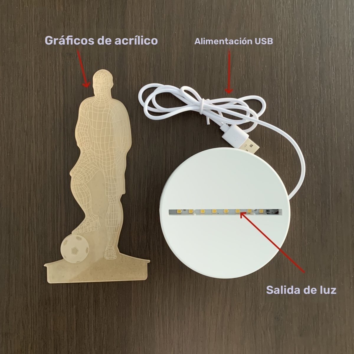 1 Lámpara de noche 3D de futbolista, lámpara de noche - Imagen 7