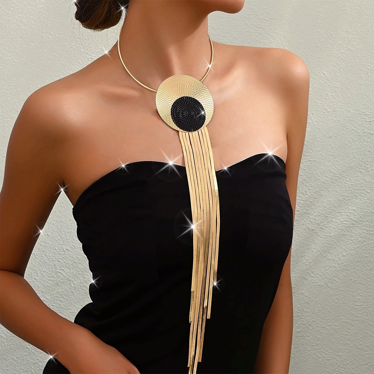 Vintage Fingerprint Pendant with Tassel Necklace