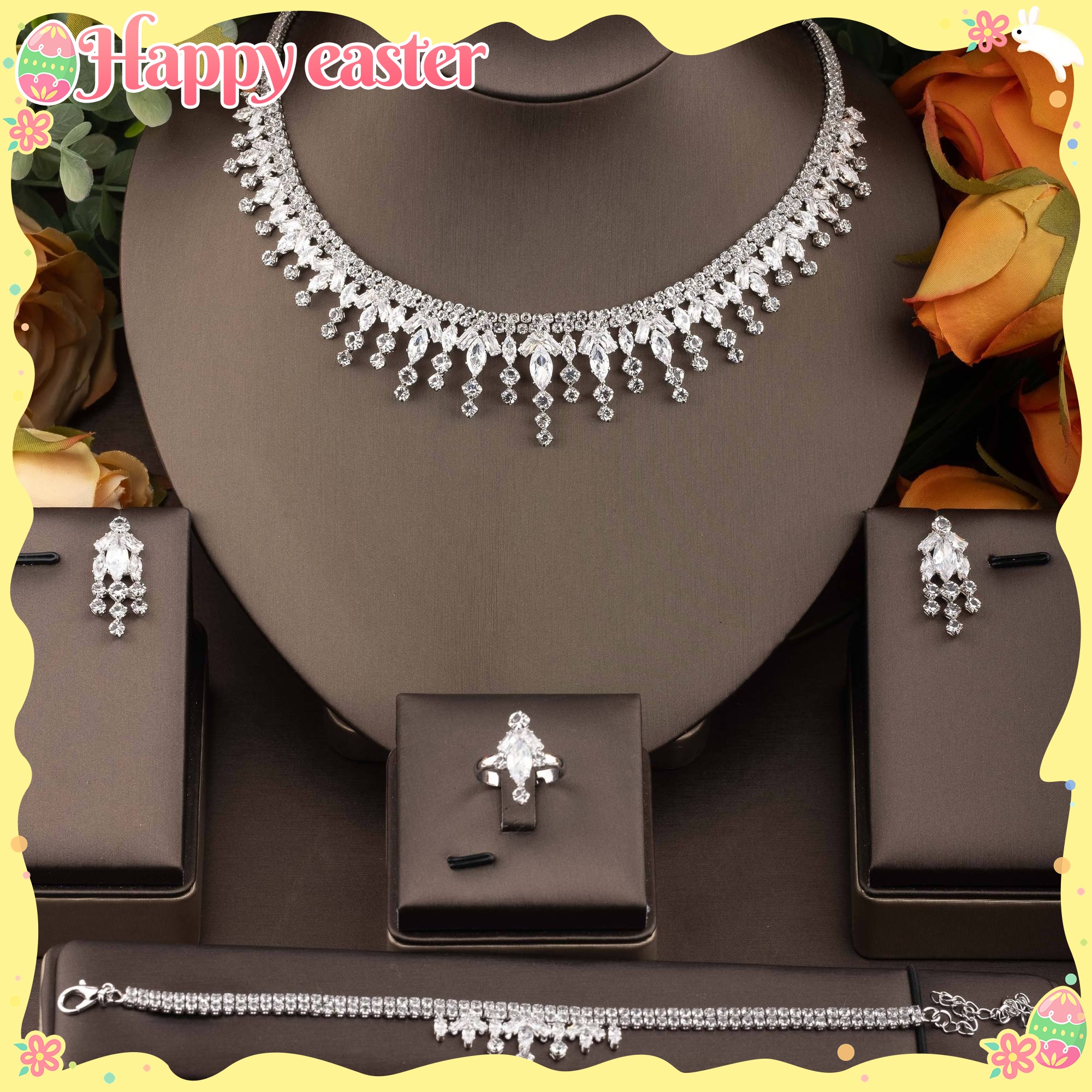 CZ Teardrop Jewelry Set for Women's Wedding Bride