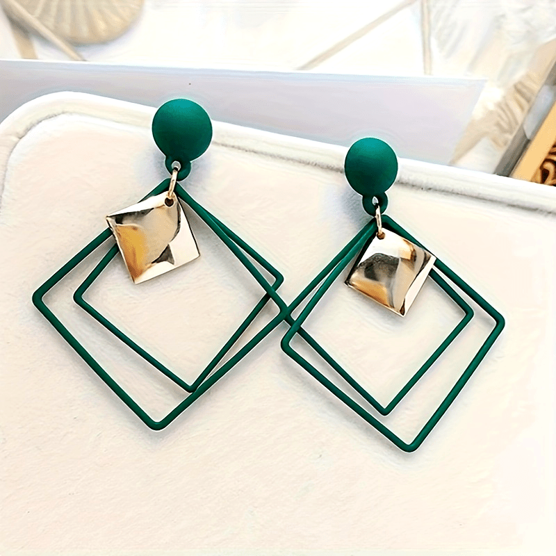 Geometric Rhombus Shaped Square Earrings for Women