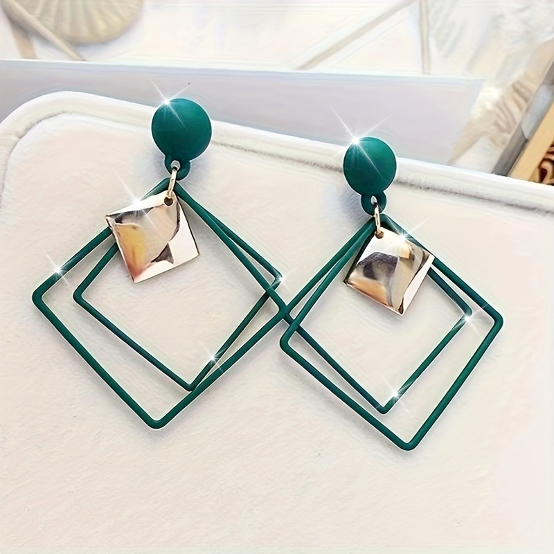 Geometric Rhombus Shaped Square Earrings for Women