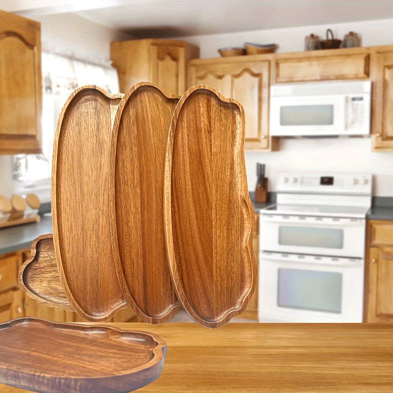 

A Set Of Wood Trays, Measuring 11.4x4.2x0., Rectangular Polished Serving Platters, Suitable For Snacks, Dinner, Tea, And Sushi - Food-safe Wooden Trays, Family And Parties.